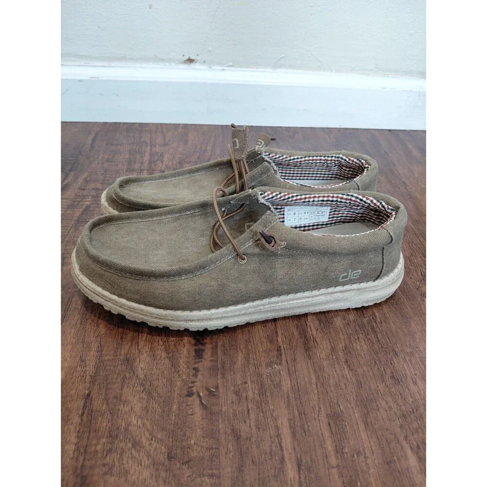 Hey Dude Wally Nut Canvas Slip on Loafer Shoes Mens Size 8